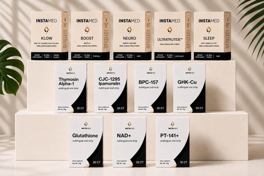 The full InstaMed peptide lineup on display