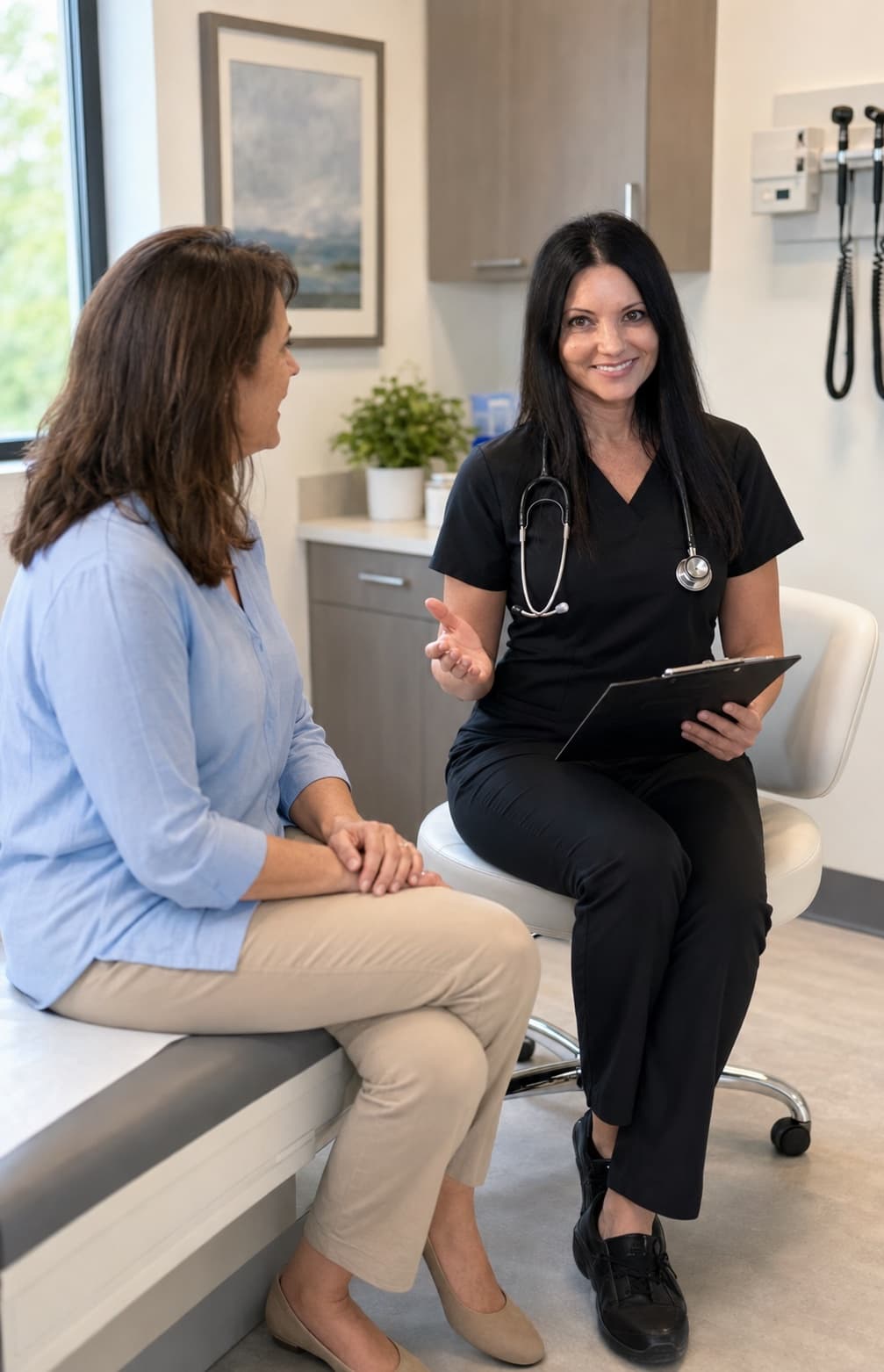 Julie Fitzgerald, FNP-BC consulting with a patient
